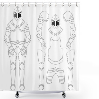 Personality  Medieval Templar Knight Armor Set Shower Curtains