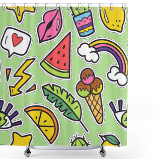 Personality  Summer Pattern. Suitable For Printing On Fabric, Gift Wrapping, Wall Decoration. Hand-drawn Illustration. Shower Curtains