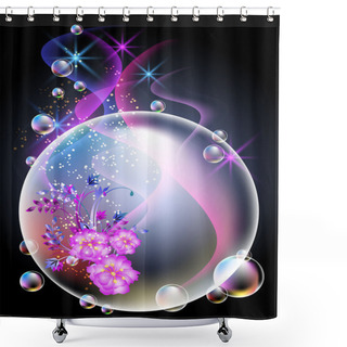 Personality  Glowing Background With Flowers And Bubbles Shower Curtains