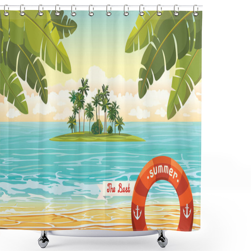 Personality  Coconat Island In The Sea. Summer Holiday. Shower Curtains