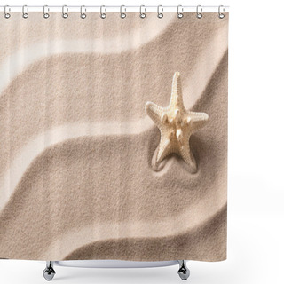 Personality  Starfish Or Sea Star On Rippled Sand  Shower Curtains