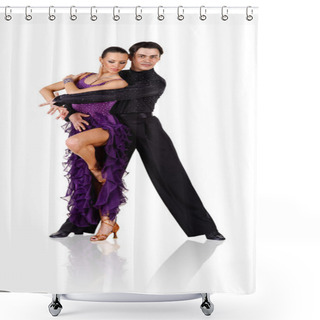 Personality  Latino Dancers In Action. Isolated On White Shower Curtains