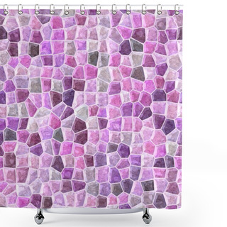 Personality  Pastel Pink, Purple And Violet Colored Abstract Marble Irregular Plastic Stony Mosaic Pattern Texture Seamless Background With White Grout Shower Curtains