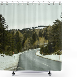 Personality  Beautiful Winter Landscape With Snow Mountains And Cliffs  Shower Curtains