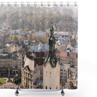 Personality  Aerial View Of Carmelite Church And Houses In Historical Center Of City Shower Curtains