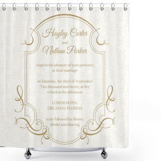 Personality  Wedding Invitation. Calligraphic Frame. Shower Curtains