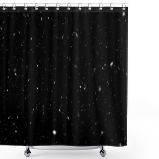 Personality  Snow Or Snowflake Storm Falling. White Dots Falling Powder Glitter Confetti. Explosion On Black Background For Overlay, Abstract Illustration Shower Curtains