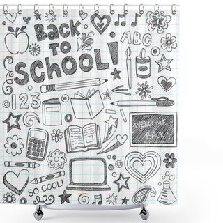 Personality  Back To School Sketchy Doodles Vector Design Elements Shower Curtains