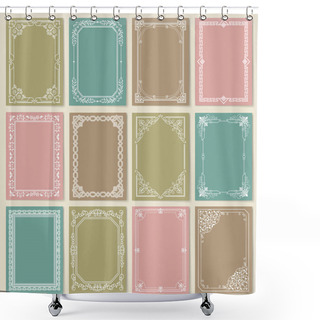 Personality  Engraving Baroque Style Vintage Frames Set Vector Shower Curtains