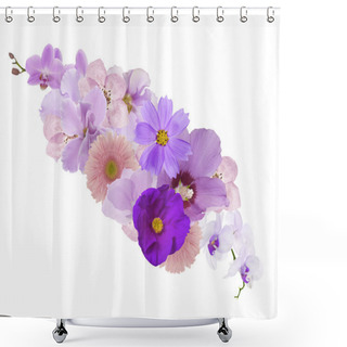 Personality  Decoration From Light Violet Flowers Isolated On White Shower Curtains