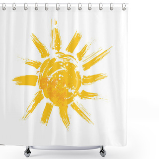Personality  Watercolor Sun, Rays Flat Icon Closeup Silhouette  Shower Curtains