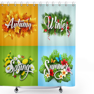 Personality  Four Seasons  Typographic Banner. Vector Illustration Shower Curtains