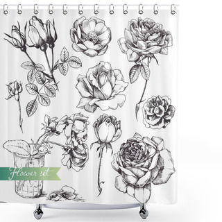 Personality  Flower Set. Shower Curtains