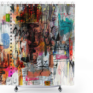 Personality  Abstract Collage Art Shower Curtains
