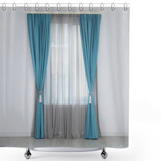Personality  Window With Elegant Curtains In Empty Room Shower Curtains