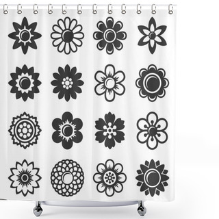 Personality  Flower Icons Set On White Background. Vector Shower Curtains