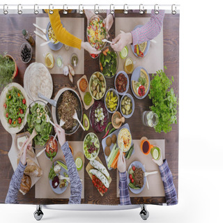 Personality  Diet Meal With Friends Shower Curtains