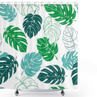 Personality  Vector Seamless Pattern Tropical Monstera Leaves Shower Curtains