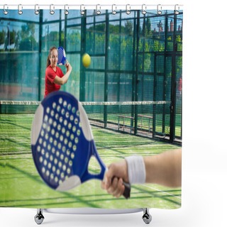 Personality  Women Playing Paddle Tennis Shower Curtains