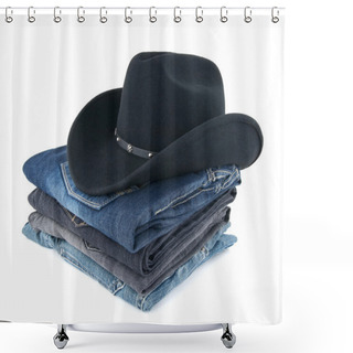 Personality  Cowboy Hat And Jeans For A Man Shower Curtains
