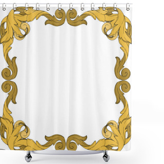 Personality  Vector Golden Monogram Floral Ornament. Black And White Engraved Ink Art. Frame Border Ornament Square. Shower Curtains