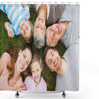 Personality  Extended Family Lying In Circle At Park Shower Curtains
