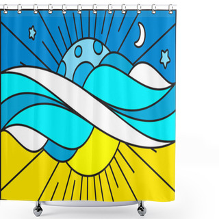 Personality  Day And Night Background Shower Curtains