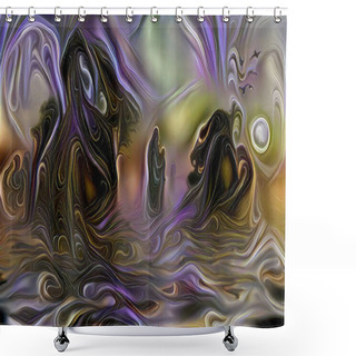 Personality  Modern Digital Abstract. 3D Rendering Shower Curtains