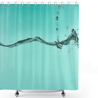 Personality  Wavy Transparent Water On Turquoise Background With Splash Shower Curtains