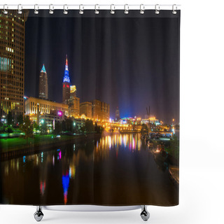 Personality  Cleveland Aglow At Night Shower Curtains
