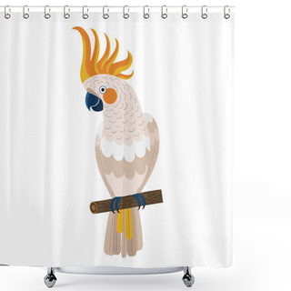 Personality  Citron Crested Cockatoo Parrot In Flat Design Shower Curtains
