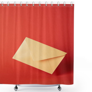 Personality  Bright, Colorful And Yellow Envelope On Red Background With Copy Space  Shower Curtains