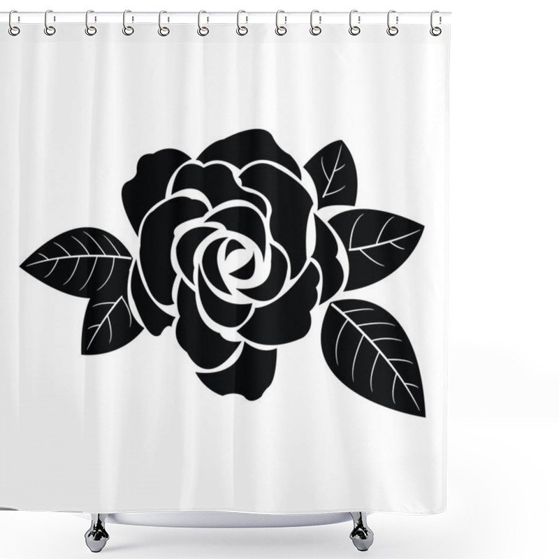 Personality  Black silhouette of rose with leaves shower curtains