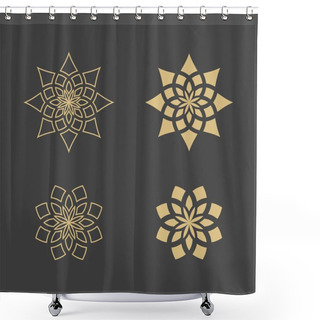Personality  Geometric Logo Template. Vector Circular Arabic Ornamental Symbols Shower Curtains
