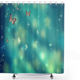 Personality  Butterflies On Teal Background Shower Curtains