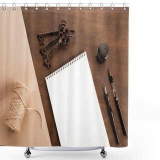 Personality  Fountain Pen And Notebook   Shower Curtains