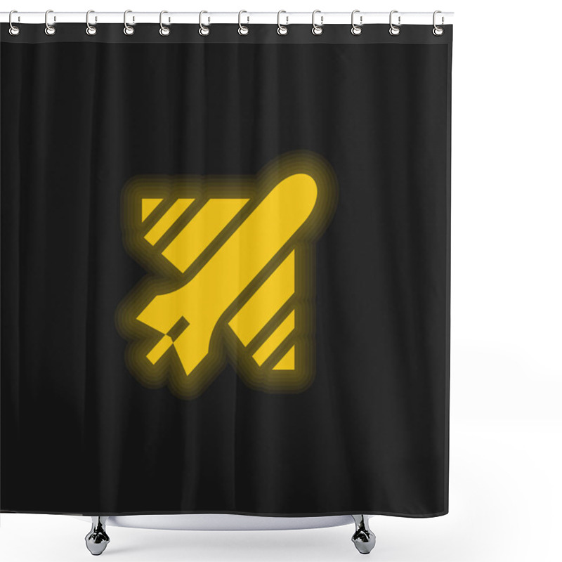 Personality  Airplane Yellow Glowing Neon Icon Shower Curtains