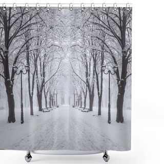 Personality  Footpath In A Fabulous Winter City Park Shower Curtains