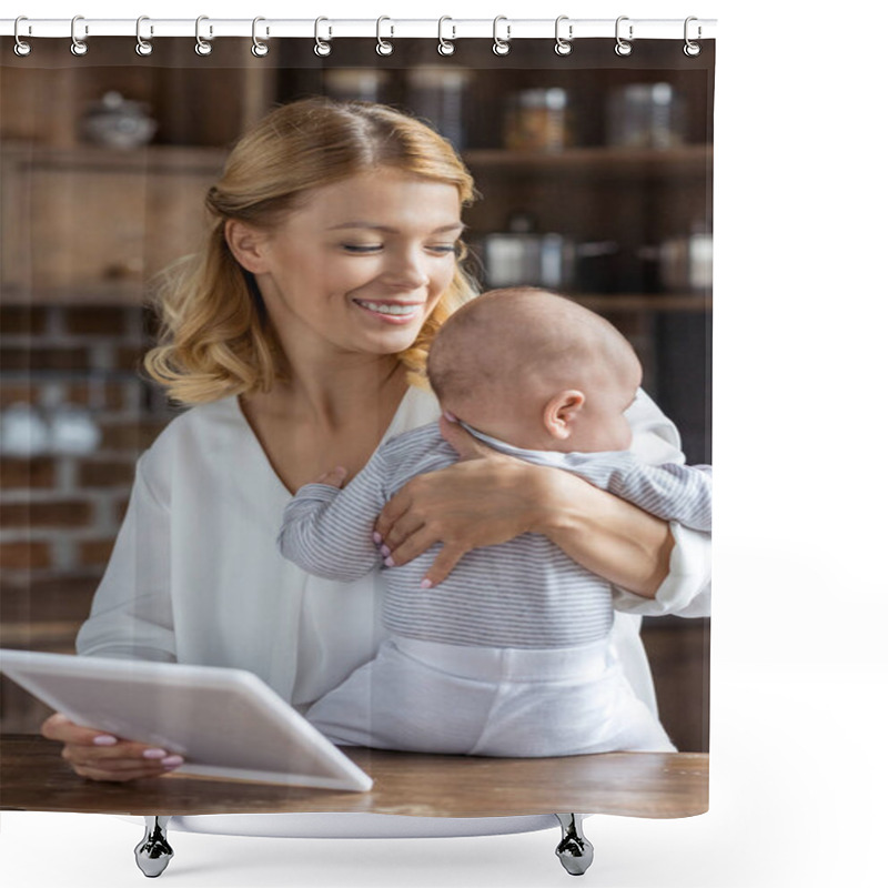 Personality  Mother Holding Infant Shower Curtains