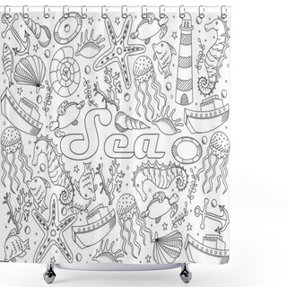 Personality  Sea Line Art Design Vector Illustration Shower Curtains