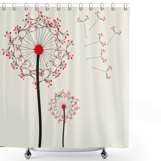 Personality  Dandelion With Hearts Shower Curtains