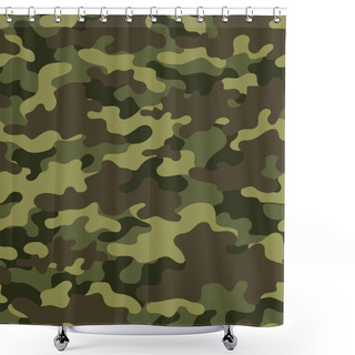 Personality  Military Camouflage. Vector Seamless Print. Army Green Camouflage For Clothing Or Printing Shower Curtains