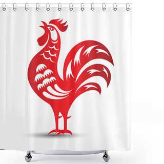 Personality  Chinese Rooster Paper Cut  Shower Curtains