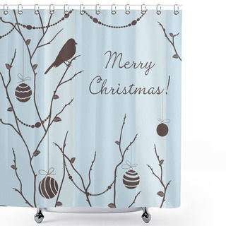 Personality   Winter Card With Bird Shower Curtains