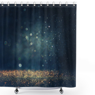 Personality  Glitter Vintage Lights Background. Gold, Silver, Blue And Black. De-focused. Shower Curtains