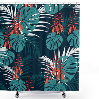 Personality  Vector Illustration Of Tropical Floral Pattern Background Shower Curtains
