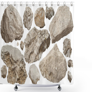 Personality  Stones Of Different Shapes And Sizes Isolated On A White Background. Shower Curtains