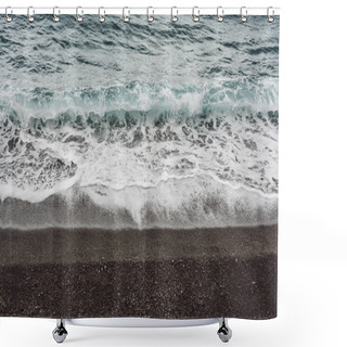 Personality  Sea Waves With White Foam On Beach In Coastline  Shower Curtains