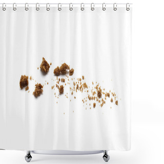 Personality  Scattered Crumbs Of Chocolate Chip Butter Cookies On White Background. Shower Curtains