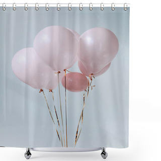 Personality  Pink Air Balloons With Golden Ribbons Shower Curtains